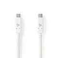 Miniatyrbild 1 av 3: USB-kabel | USB 3.2 Gen 2 | USB-C™ Hane | USB-C™ Hane | 100 W | 4K@60Hz | 10 Gbps | Nickelplaterad | 1.00 m | Rund | PVC | Vit | Låda