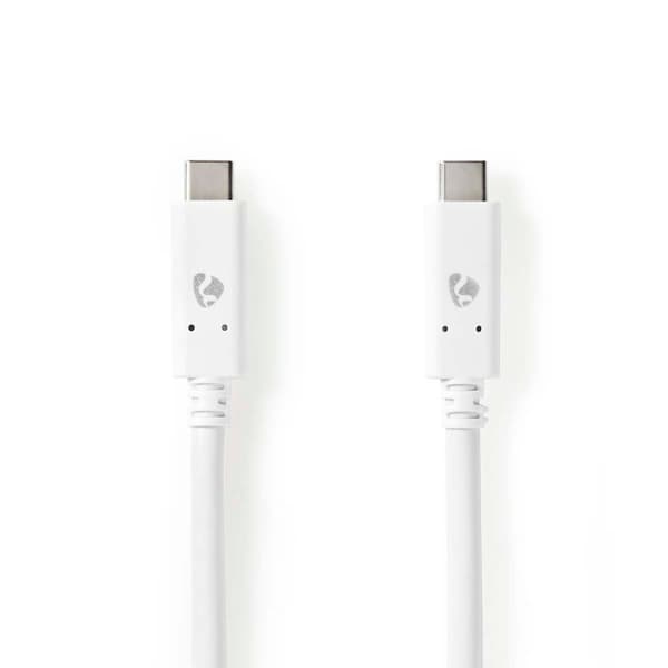 USB-kabel | USB 3.2 Gen 2 | USB-C™ Hane | USB-C™ Hane | 100 W | 4K@60Hz | 10 Gbps | Nickelplaterad | 1.00 m | Rund | PVC | Vit | Låda