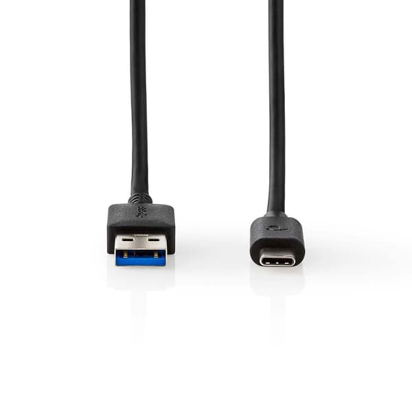 USB-kabel | USB 3.2 Gen 2 | USB-A Han | USB-C™ Hann | 60 W | 10 Gbps | Nikkel belagt | 1.00 m | Rund | PVC | Sort | Boks