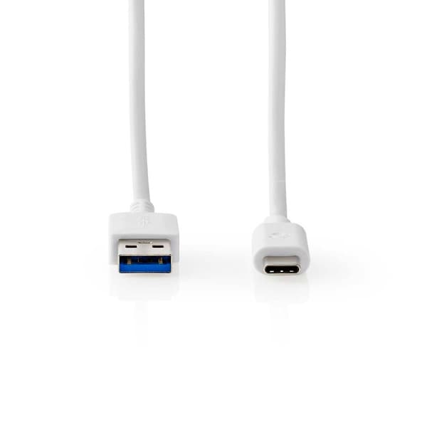 USB-kabel | USB 3.2 Gen 2 | USB-A Hane | USB-C™ Hane | 60 W | 10 Gbps | Nickelplaterad | 1.00 m | Rund | PVC | Vit | Låda