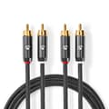 Pikkukuva 1 / 7: Stereoäänikaapeli | 2x RCA uros | 2x RCA uros | Kullattu | 2.00 m | Pyöreä | Gun Metal Harmaa / Harmaa | Laatikko kannella ja ikkunalla