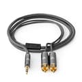 Miniatyrbillede 3 af 6: Stereo Audio kabel | 3.5 mm Hanstik | 2x RCA Hanstik | Guldplateret | 5.00 m | Runde | Gun Metal Grå | Cover Window Box