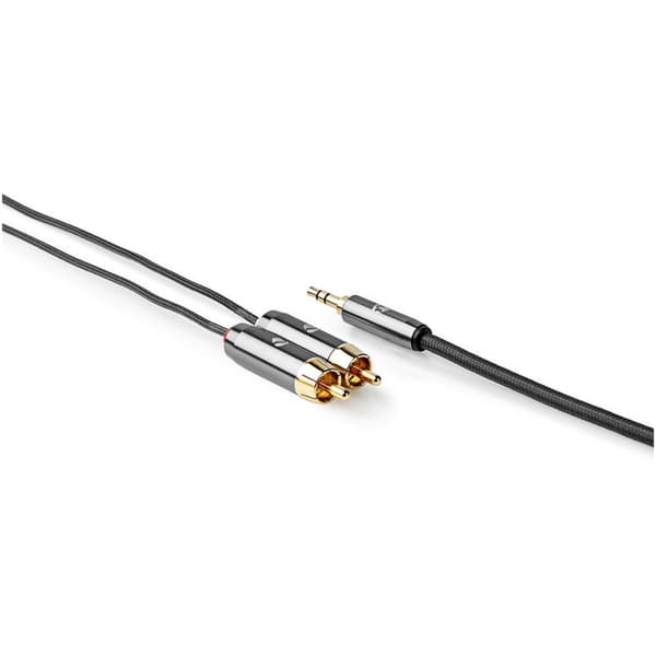 Stereo Audio kabel | 3.5 mm Hanstik | 2x RCA Hanstik | Guldplateret | 5.00 m | Runde | Gun Metal Grå | Cover Window Box