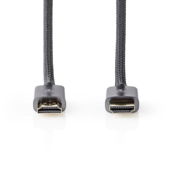 High Speed ​​HDMI ™ kabel med Ethernet | HDMI™ Kontakt | HDMI™ Kontakt | 4K@60Hz | ARC | 18 Gbps | 3.00 m | Rund | Bomull | Grått Med Metall | Kartong