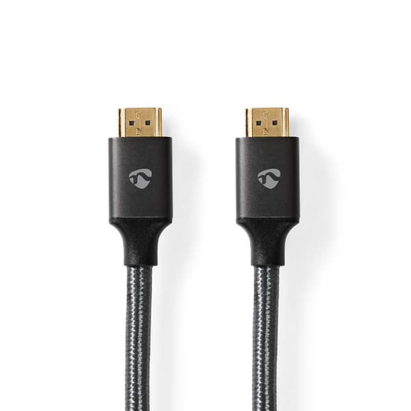 High Speed ​​HDMI ™ kabel med Ethernet | HDMI™ Kontakt | HDMI™ Kontakt | 4K@60Hz | ARC | 18 Gbps | 3.00 m | Rund | Bomull | Grått Med Metall | Kartong