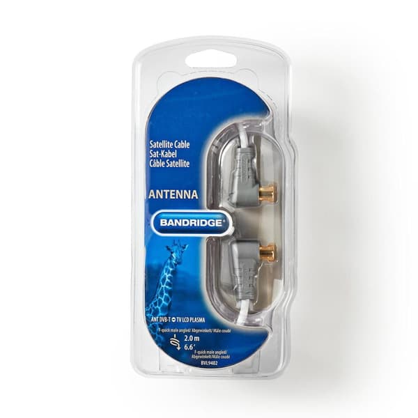 Satellitkabel F-snabbkoppling hane, vinklad - F-snabbkoppling hane, vinklad 2.00 m vit