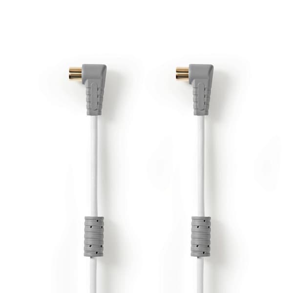 Satellitkabel F-snabbkoppling hane, vinklad - F-snabbkoppling hane, vinklad 2.00 m vit
