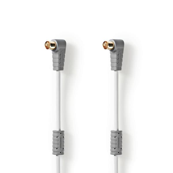 Satellitkabel F-snabbkoppling hane, vinklad - F-snabbkoppling hane, vinklad 2.00 m vit