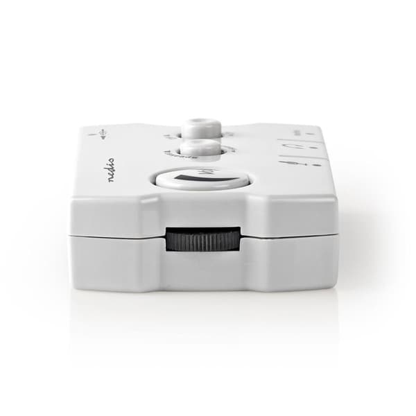 Audio switch | Anslutningsingång: 2x 3,5 mm Hane | Anslutningsutgång: 3x 3,5 mm hona + 2,5 mm hona | Funktionskontroll: Instruktionsbok | Antal knappa