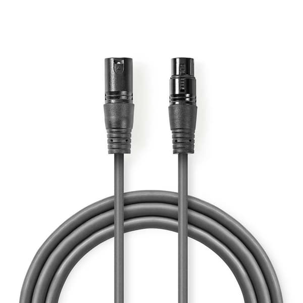 DMX adapterkabel | XLR 3-stifts hane | XLR 3-stifts hona | Nickelplaterad | 15.0 m | Rund | PVC | Mörkgrå | Presentbox