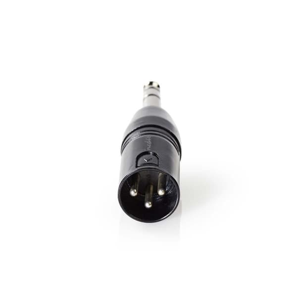 XLR-adapter | XLR 3-Pin Han | 6.35 mm Han | Nikkel belagt | Rett | Metall | Sort | 1 stk. | Plastpose