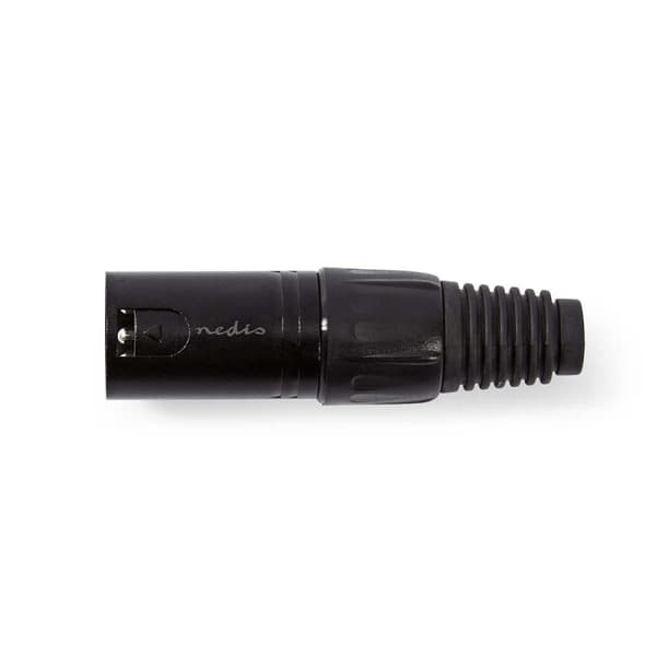 XLR-kontakt | Rak | Hane | Nickelplaterad | Lödning | Kabel input diameter: 5.0 mm | Metall | Svart | 1 st. | Plastpåse
