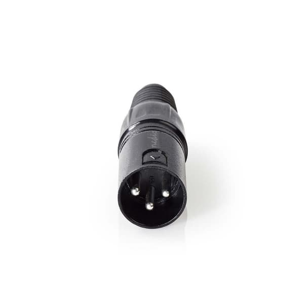 XLR-kontakt | Rak | Hane | Nickelplaterad | Lödning | Kabel input diameter: 5.0 mm | Metall | Svart | 1 st. | Plastpåse