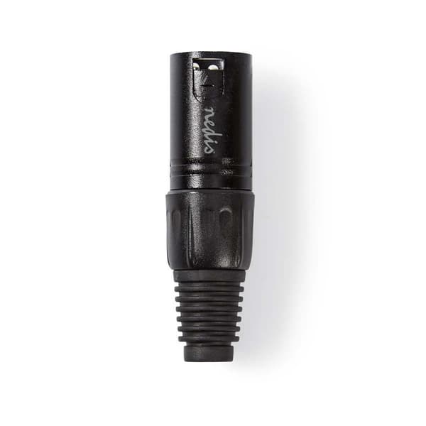 XLR-kontakt | Rak | Hane | Nickelplaterad | Lödning | Kabel input diameter: 5.0 mm | Metall | Svart | 1 st. | Plastpåse