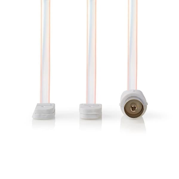 Coax Cable | IEC (Coax) Han | IEC (Coax) Han | Nikkel belagt | 50 Ohm | Unshielded | 1.90 m | Flatt | PVC | Hvit | Konvolutt