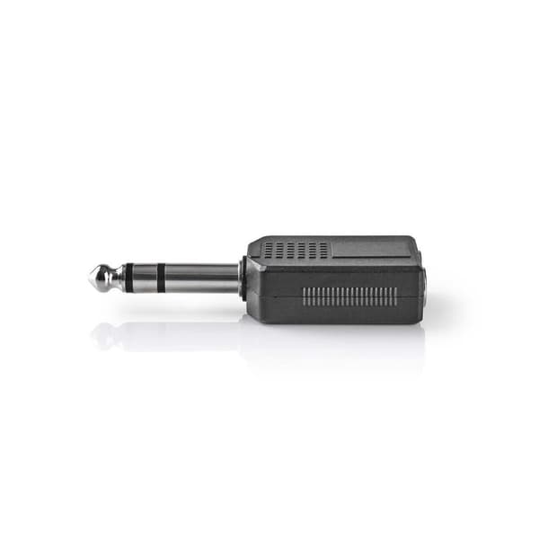 Stereo Audio Adapter | 6.35 mm Han | 2x 6.35 mm Hun | Nikkel belagt | Rett | ABS | Sort | 10 stk. | Konvolutt