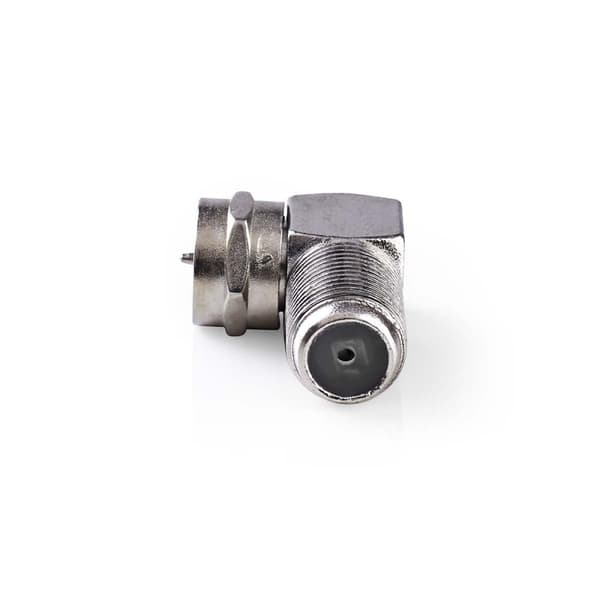 Satellit & Antenne adapter | F Han Quick | F Hun | Nikkelplateret | 75 Ohm | Vinkel 90° | Metal | Sølv | 10 stk. | Konvolut