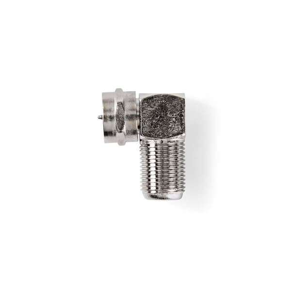 Satellit & Antenne adapter | F Han Quick | F Hun | Nikkelplateret | 75 Ohm | Vinkel 90° | Metal | Sølv | 10 stk. | Konvolut