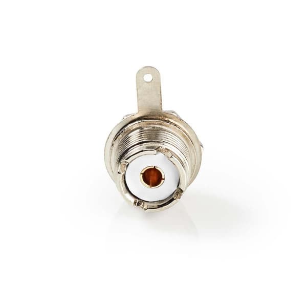 PL259 stik | Lige | Hun | Nikkelplateret | 75 Ohm | Chassis | Kabeldiameter: 5.0 mm | Metal | Sølv | 25 stk. | Plastikpose