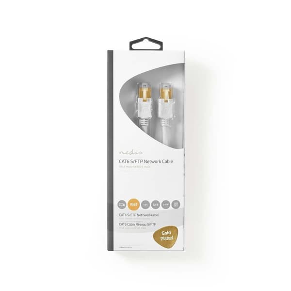 Kat 6 kabel | RJ45 Han | RJ45 Han | S/FTP | 1.00 m | Runde | LSZH | Hvid | Window Box