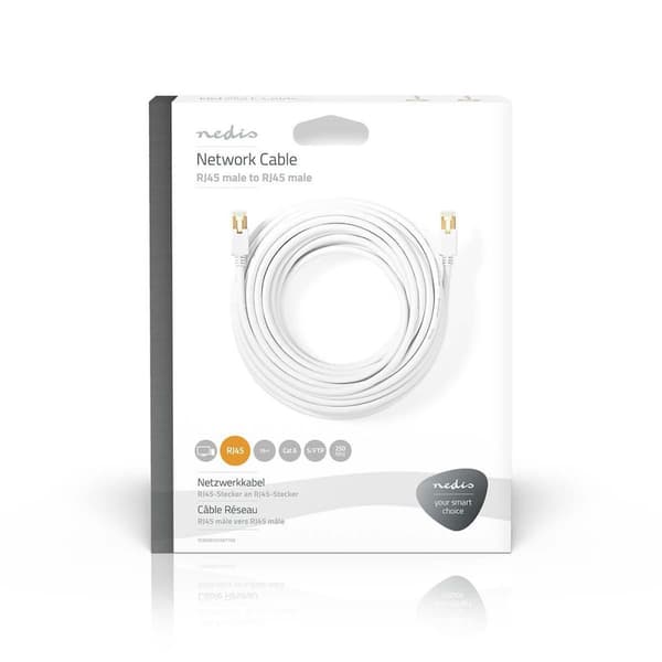 CAT6 Nettverkskabel | RJ45 Han | RJ45 Han | S/FTP | 15.0 m | Rund | LSZH / PVC | Hvit | Vindus boks