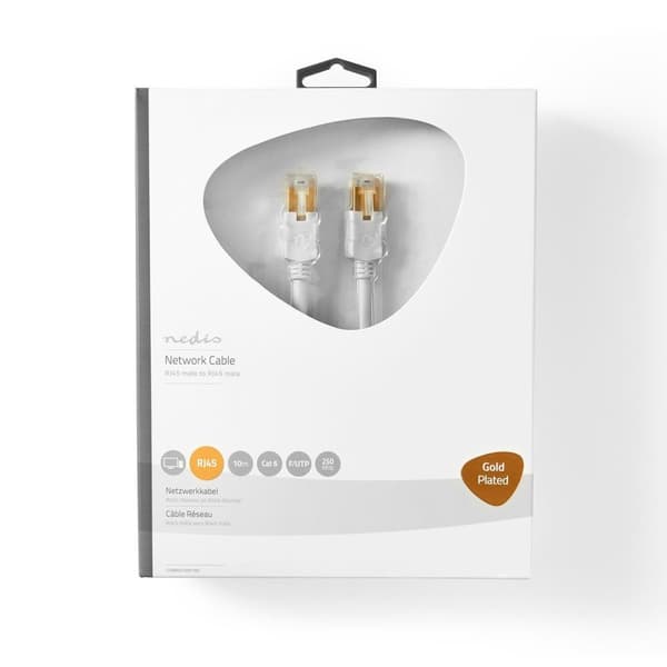 CAT6 Nätverkskabel | RJ45 hane | RJ45 hane | F/UTP | 10.0 m | Rund | LSZH / PVC | Vit | Kartong med fönster