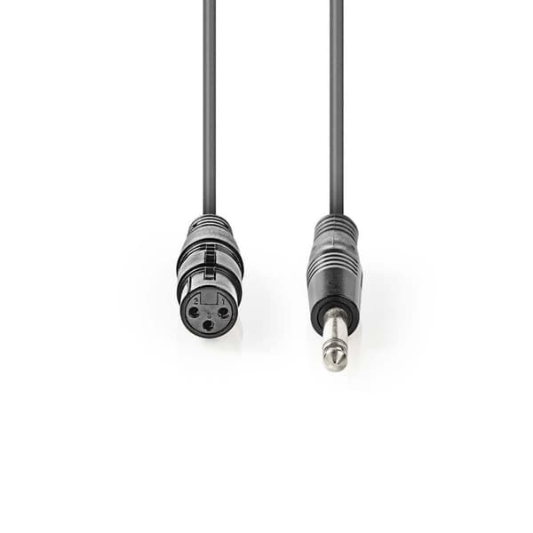 Ubalansert lydkabel | XLR 3-Pin Hun | 6.35 mm Han | Nikkel belagt | 1.50 m | Rund | PVC | Mørk Grå | Pappetui