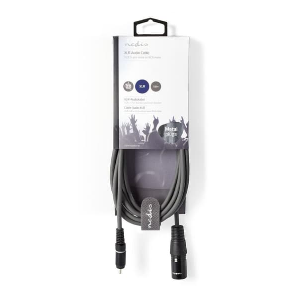 Ubalanceret Lydkabel | XLR 3-Pin Han | RCA Hanstik | Nikkelplateret | 3.00 m | Runde | PVC | Mørkegrå | Kartonhylster