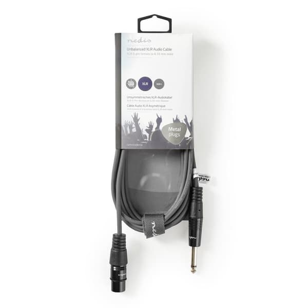 Obalanserad ljudkabel | XLR 3-stifts hona | 6.35 mm Hane | Nickelplaterad | 3.00 m | Rund | PVC | Mörkgrå | Kartonghylsa