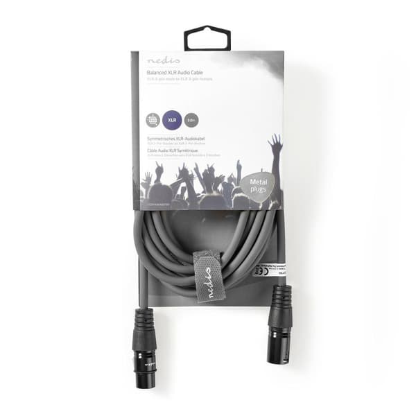 Balansoitu Audiojohto | XLR 3-Pin uros | XLR 3-Pin naaras | Niklattu | 5.00 m | Pyöreä | PVC | Tummanharmaa | Pahvikotelo