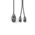 Miniatyrbild 2 av 3: Balanserad ljudkabel | XLR 3-stifts hona | 2x RCA Hane | Nickelplaterad | 1.50 m | Rund | PVC | Mörkgrå | Kartonghylsa