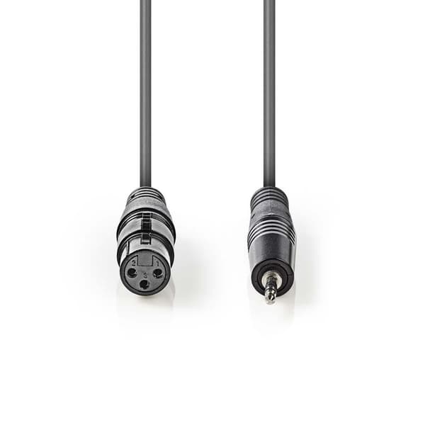 Balanserad ljudkabel | XLR 3-stifts hona | 3.5 mm Hane | Nickelplaterad | 1.00 m | Rund | PVC | Mörkgrå | Kartonghylsa