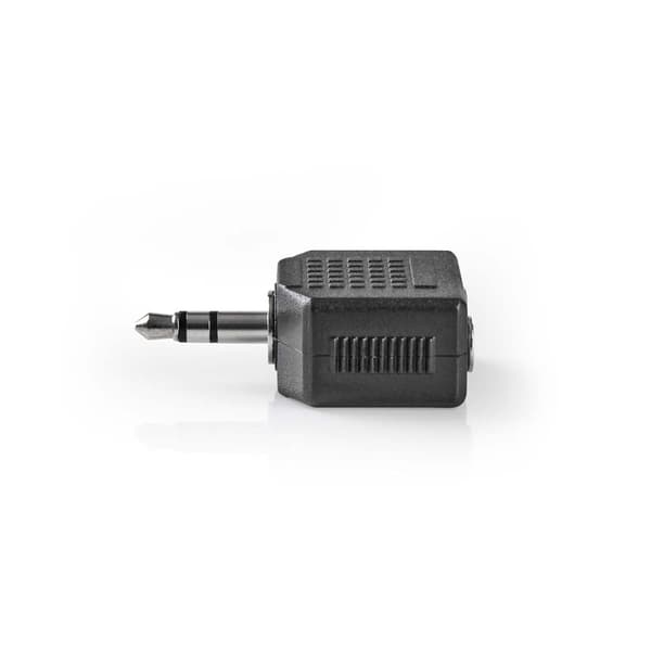 Stereo Audio Adapter | 3.5 mm Han | 2 stk. 3.5 mm, hunn | Nikkel belagt | Rett | ABS | Sort | 1 stk. | Boks