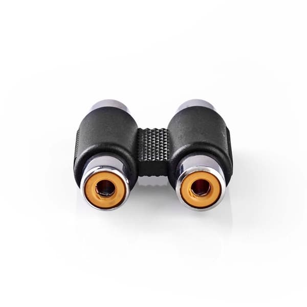 Stereo Audio Adapter | 2x RCA Hun | 2x RCA Hun | Nikkel belagt | Rett | ABS | Sort | 1 stk. | Boks
