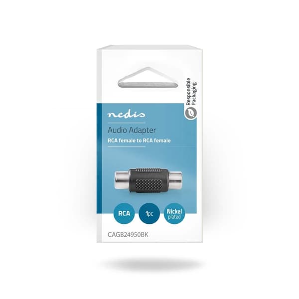 Mono Audio Adapter | RCA Hona | RCA Hona | Nickelplaterad | Rak | ABS | Svart | 1 st. | Låda