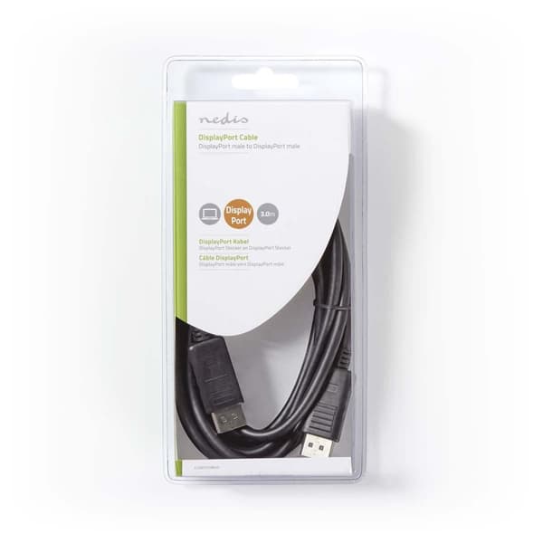 Displayport-kabel | DisplayPort Hane | DisplayPort Hane | 4K@60Hz | Nickelplaterad | 3.00 m | Rund | PVC | Svart | Låda