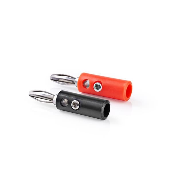 Banana Connector | Lige | Han | Nikkelplateret | Skru | Kabeldiameter: 4.5 mm | PVC | Rød / Sort | 4 stk. | Box