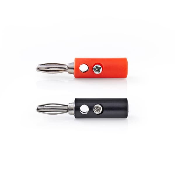 Banana Connector | Lige | Han | Nikkelplateret | Skru | Kabeldiameter: 4.5 mm | PVC | Rød / Sort | 4 stk. | Box