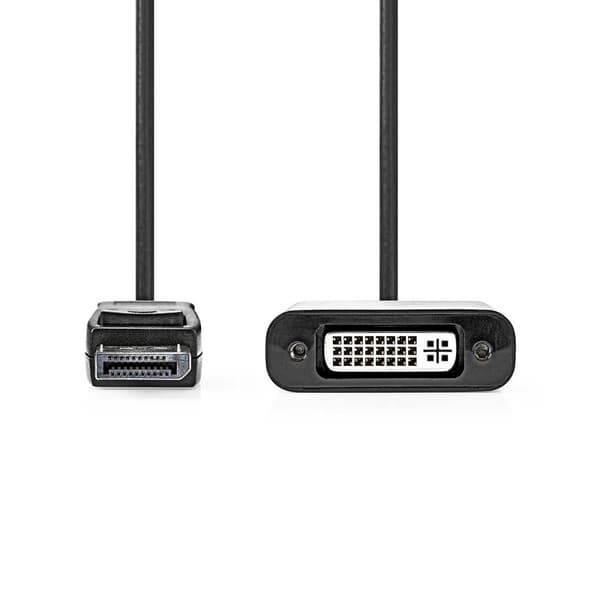 DisplayPort adapter | DisplayPort Han | DVI-D 24+1-Pins Hun | 1080p | Nikkelplateret | Lige | 0.20 m | Runde | PVC | ABS | Sort | Box