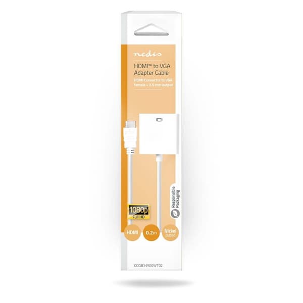VGA-adapter | HDMI™ Stik | VGA Hun | Nikkelplateret | Lige | PVC | Hvid | Box