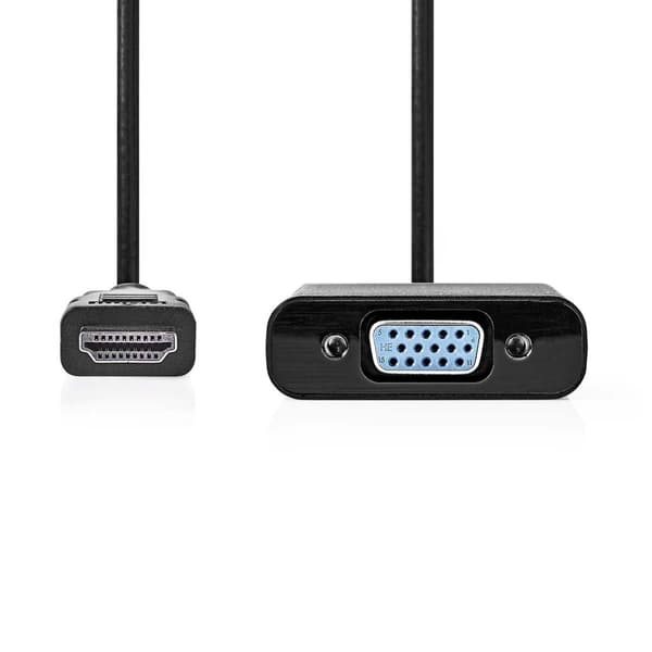 VGA-adapter | HDMI ™ -kontakt | VGA Hun 15p / 3.5 mm Hun | Nikkel belagt | Rett | PVC | Sort | Boks