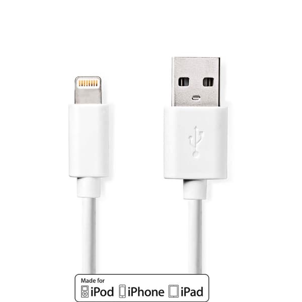 Lightning Kaapeli | USB 2.0 | Apple Lightning 8-Pin | USB-A Uros | 480 Mbps | Niklattu | 2.00 m | Pyöreä | PVC | Valkoinen | Laatikko