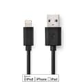 Miniatyrbild 1 av 4: Lightning Kabel | USB 2.0 | Apple Lightning, 8-stifts | USB-A Hane | 480 Mbps | Nickelplaterad | 1.00 m | Rund | PVC | Svart | Låda
