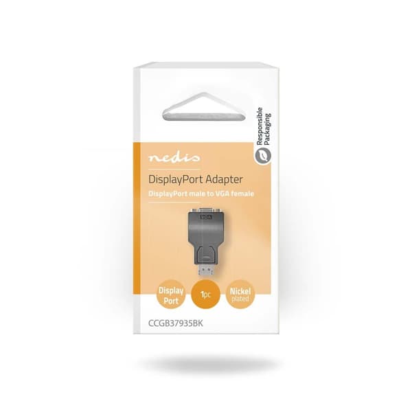 Displayport-adapter | DisplayPort Han | VGA Hun 15p | 1080p | Nikkel belagt | Rett | Rund | ABS | ABS | Sort | Boks