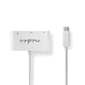 Miniatyrbild 1 av 3: USB Multi-Port Adapter | USB 3.1 | USB-C™ Hane | USB-A Hona / USB-C™ Hona / VGA hona 15p | 5 Gbps | 0.20 m | Rund | Nickelplaterad | PVC | Vit | Blist