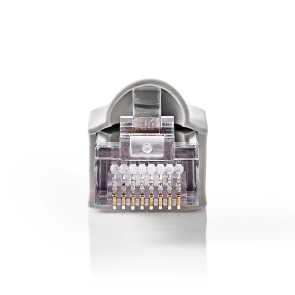 RJ45-liitin | Uros | Kiinteä UTP CAT5 | Suora | Kullattu | 10 kpl | PVC | Harmaa / Läpikuultava | Laatikko