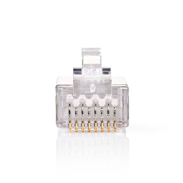 RJ45-stik | Han | Solid STP CAT5 | Lige | Guldplateret | 10 stk. | PVC | Gennemsigtig | Box