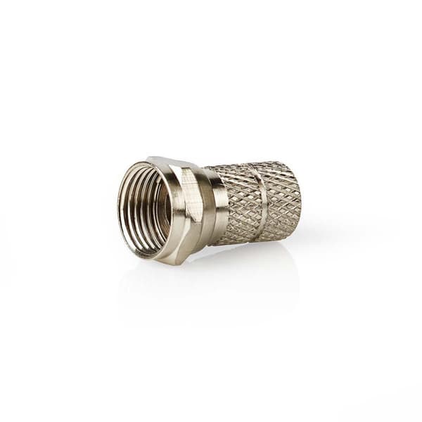 F-Connector | Lige | Han | Nikkelplateret | 75 Ohm | Slå til | Kabeldiameter: 5.5 mm | Zinc Alloy | Sølv | 5 stk. | Box