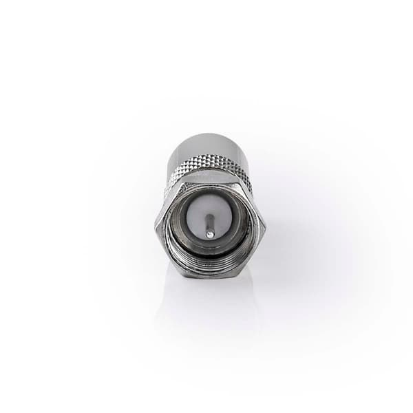 Satellite & Antenne Adapter | F Han | IEC (Coax) Han | Nikkel belagt | 75 Ohm | Rett | Metall | Sølv | 1 stk. | Boks