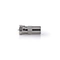 Miniatyrbilde 2 av 6: Satellite & Antenne Adapter | F Han | IEC (Coax) Han | Nikkel belagt | 75 Ohm | Rett | Metall | Sølv | 1 stk. | Boks